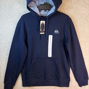 Quiksilver Graphic Pullover Hoodie Mens Small Navy Blue Touch of Paradise 1969